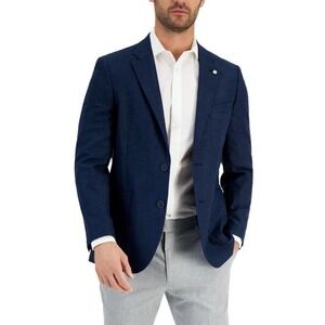 Nautica Mens Modern fit Sport Coat Blazer 44L Navy Blue Solid Stretch